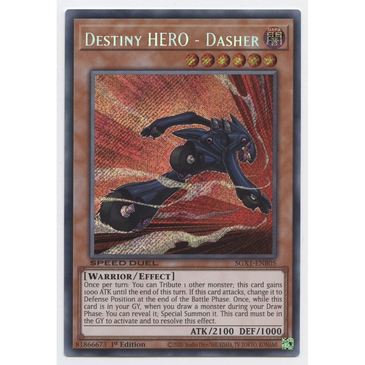 Destiny Hero - Dasher - SGX1-ENB05 - Secret Rare - 1st Edition