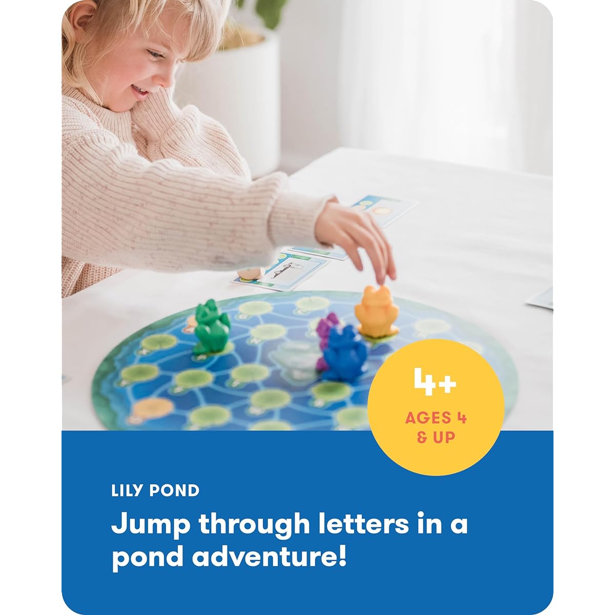SimplyFun Lily Pond - Educational Game to Practice Early Reading and Spelling - Engaging and Fun Toddler Game - 2-4 Players, Ages 4+
