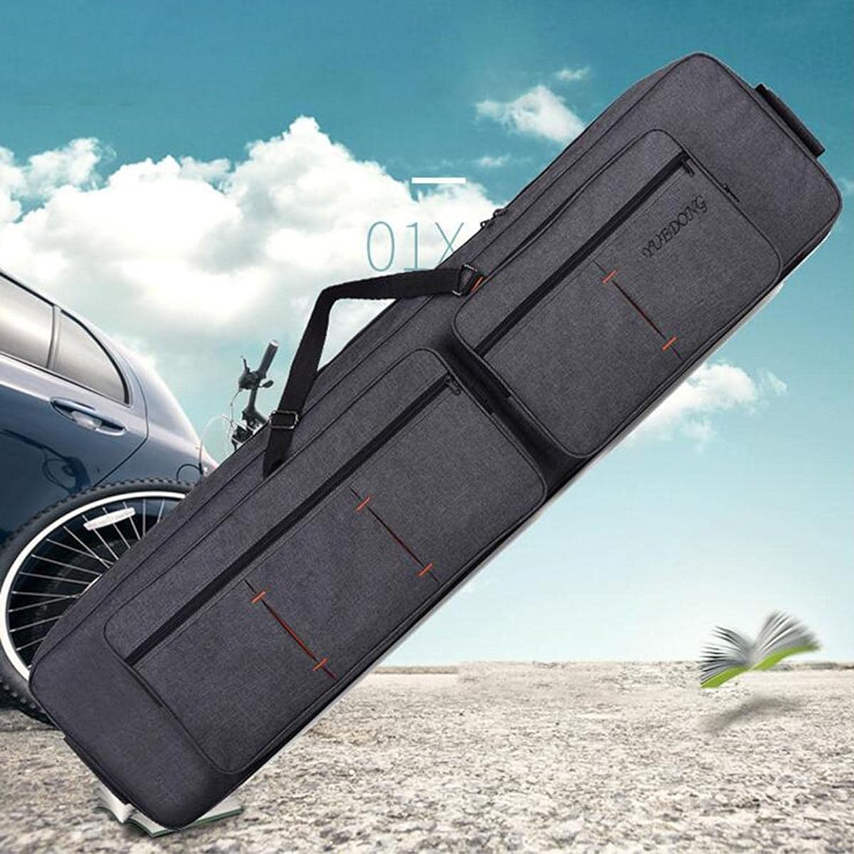 Keyboard Bag 55.12x18.11inch Heavy Duty Zipper Shockproof Oxford Bag Electronic Case Keyboard Carrying Case, with Wheels