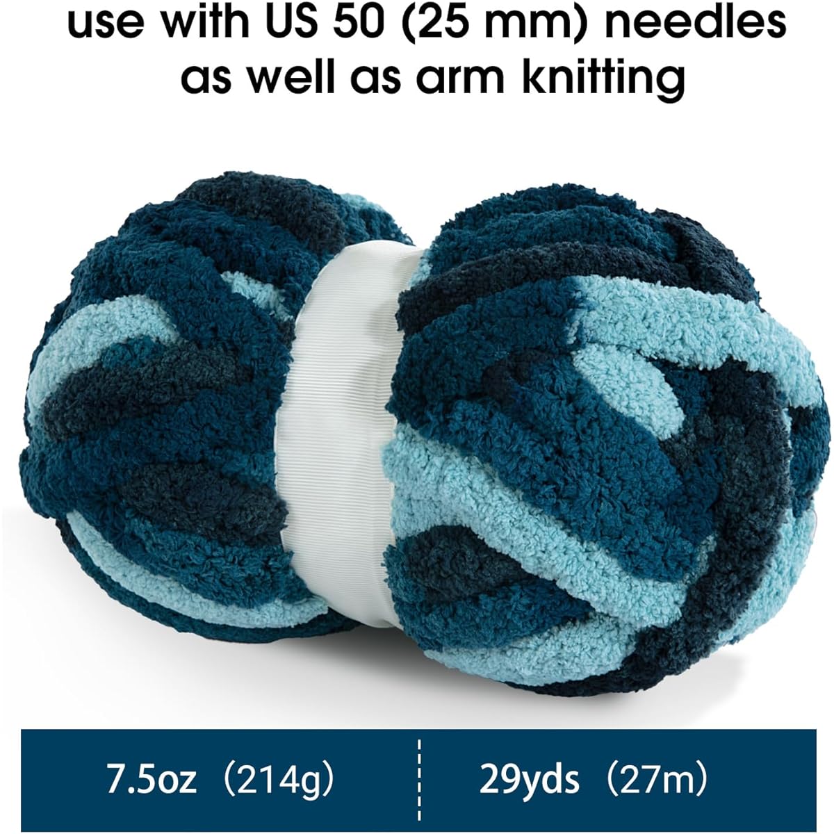 MABOZOO Tie Dye Chunky Yarn for Crochet - 8 Pack Dark Blue Fluffy Jumbo Chenille Yarn Soft Plush Yarn Bulky Huge Thick Fuzzy Yarn for Hand Knitting and Arm Knitting (11.7 Yards 8oz Each Skein)