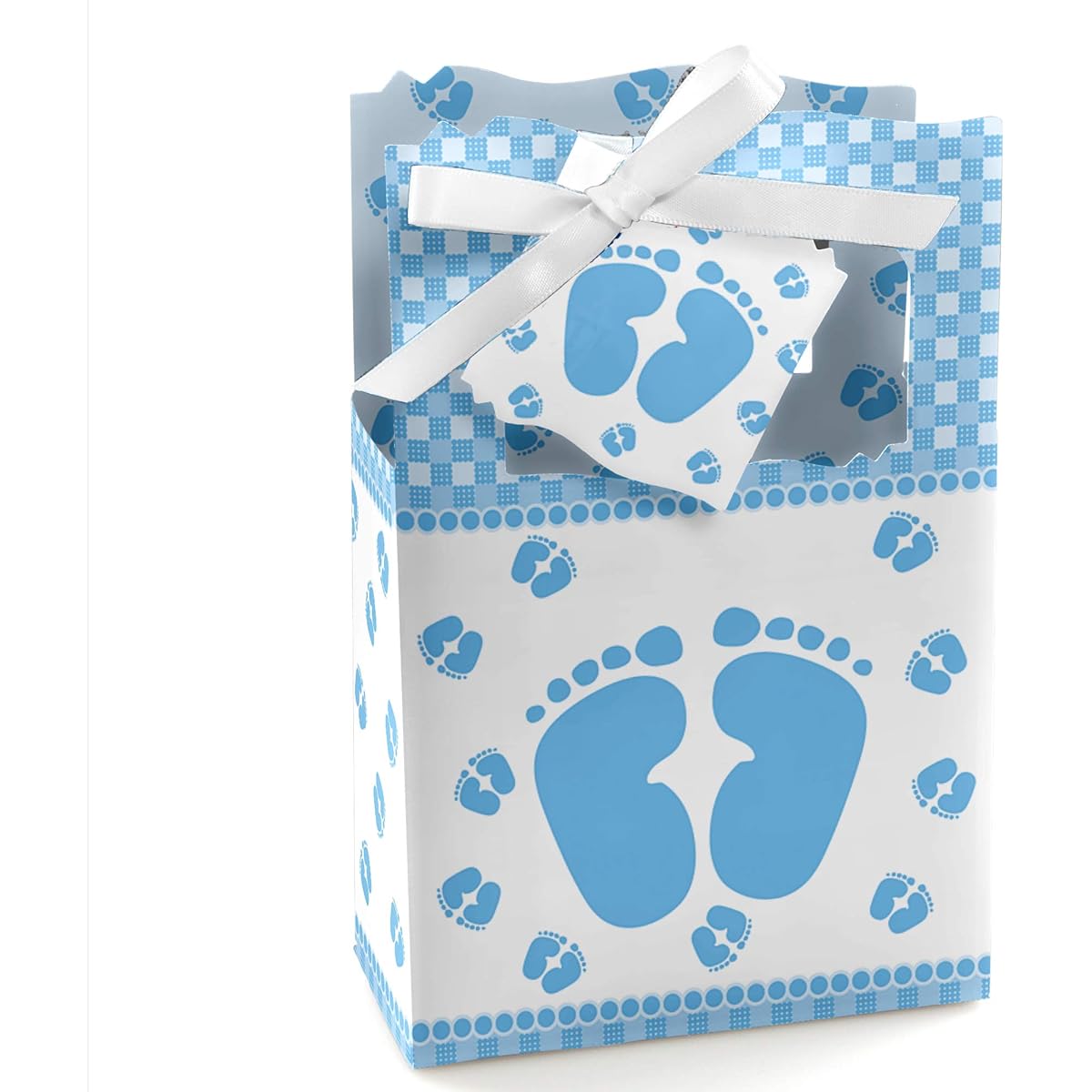 Baby Feet Blue Baby Shower Party Favor Boxes Set of 12