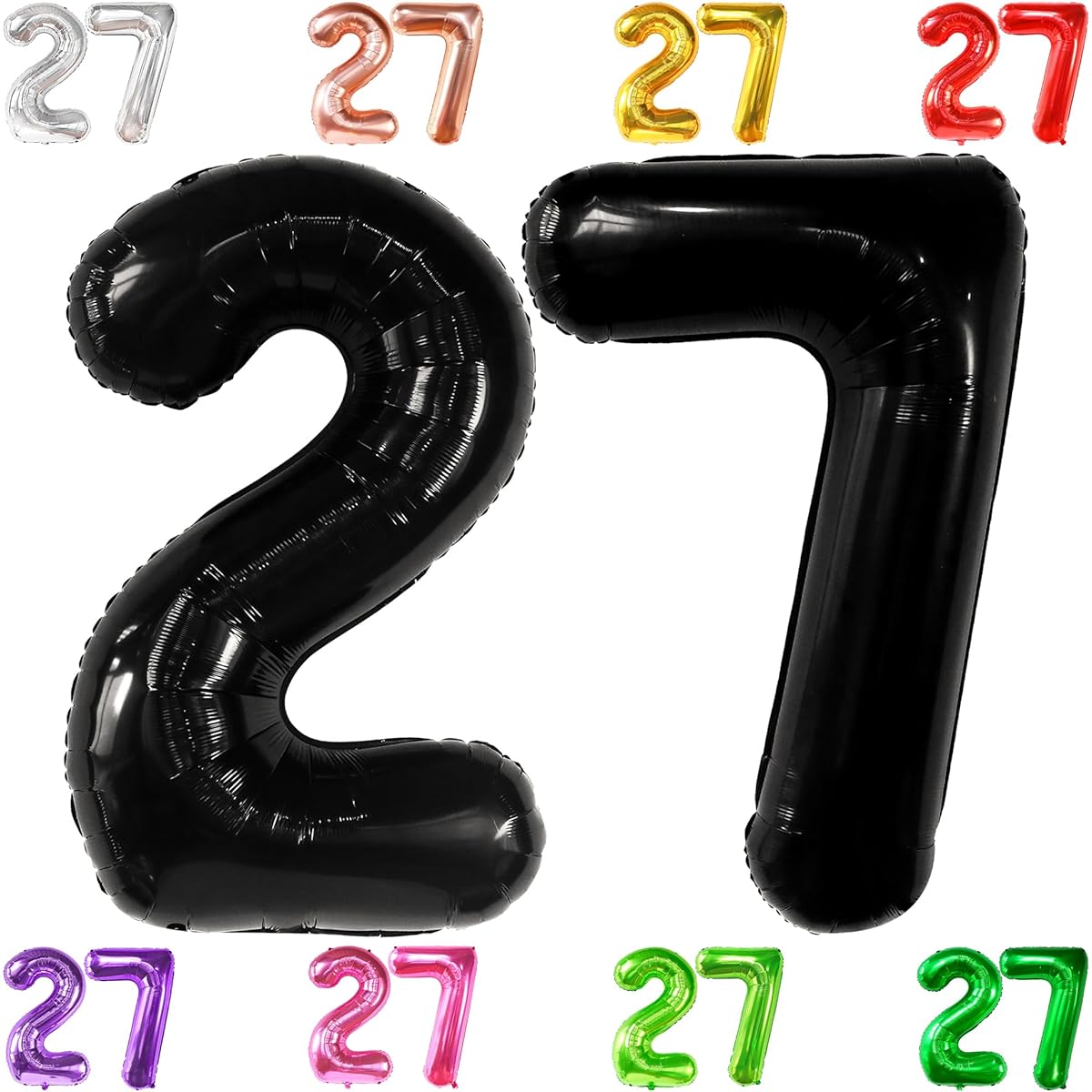 black number 27 foil balloon