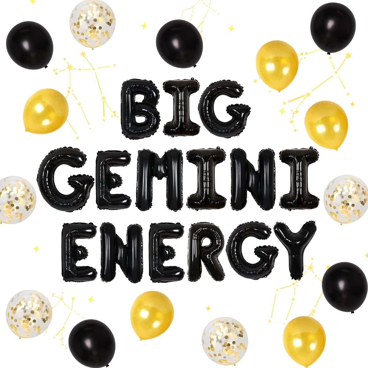 Gemini Birthday Party Decorations - Large Gemini Energy Balloon Banner May June Zodiac Sign Birthday Party Supplies with Confetti Balloons for Women Girls 18th 21st 25th 30th Birthday