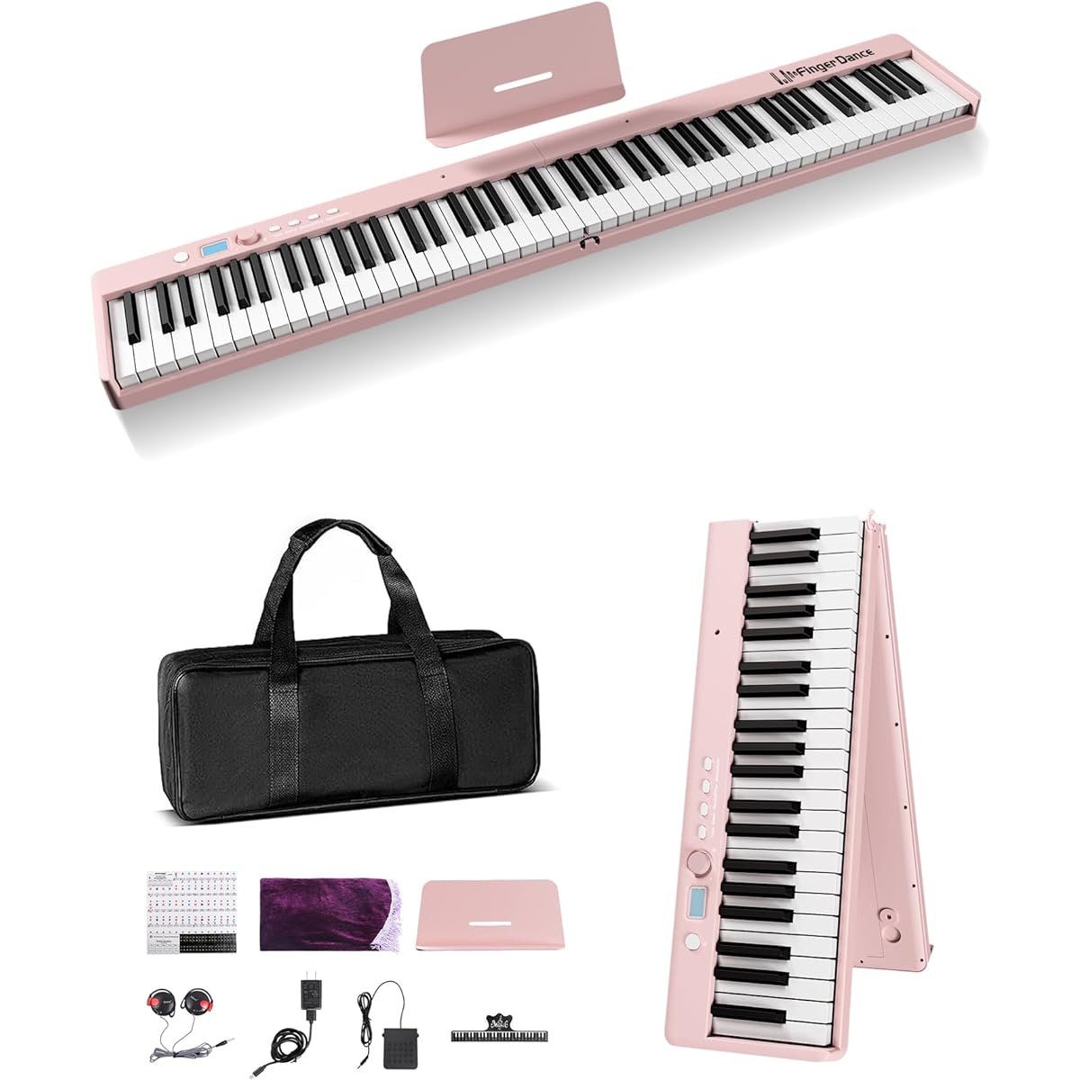 Foldable Digital Piano, 88 Keys, For Beginners, Adults, Semi-Weighted, With Pedal, Dustproof, Portable