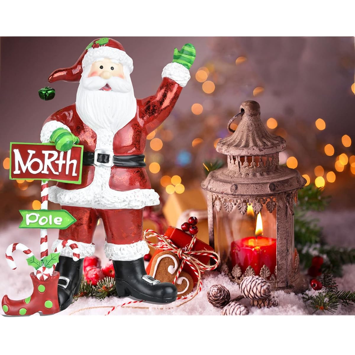 DearHouse 12" Christmas Tabletop Santa Claus Figurine Christmas Decorations Resin Santa Claus Table Home Holiday Decorations