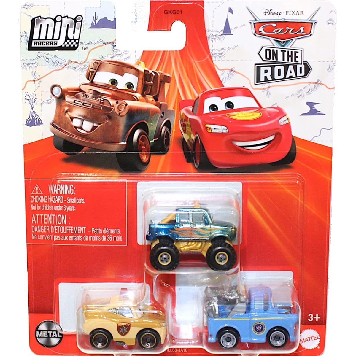 Disney Cars On The Road Mini Racers Movie Set 3 Pack with President Mater, Vice Hazard Lightning McQueen and Ivy GKG01