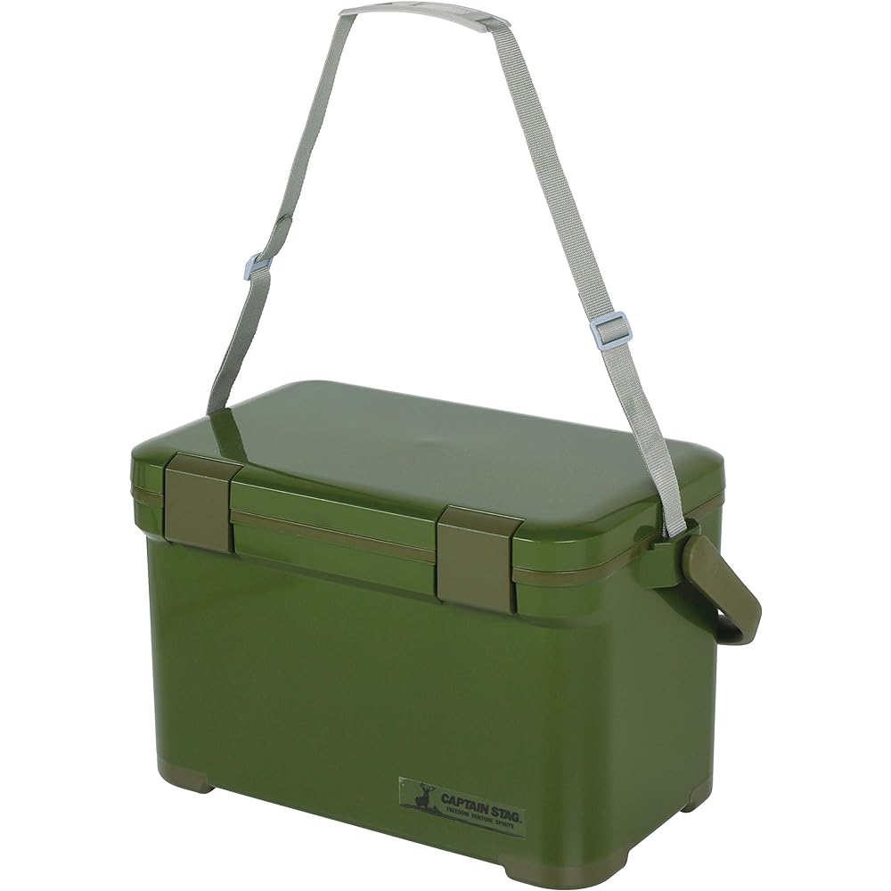 CAPTAIN STAG Cooler Box Jungle Cooler Capacity 20L Comes with drain plug and shoulder pad belt Made in Japan Olive UE-85