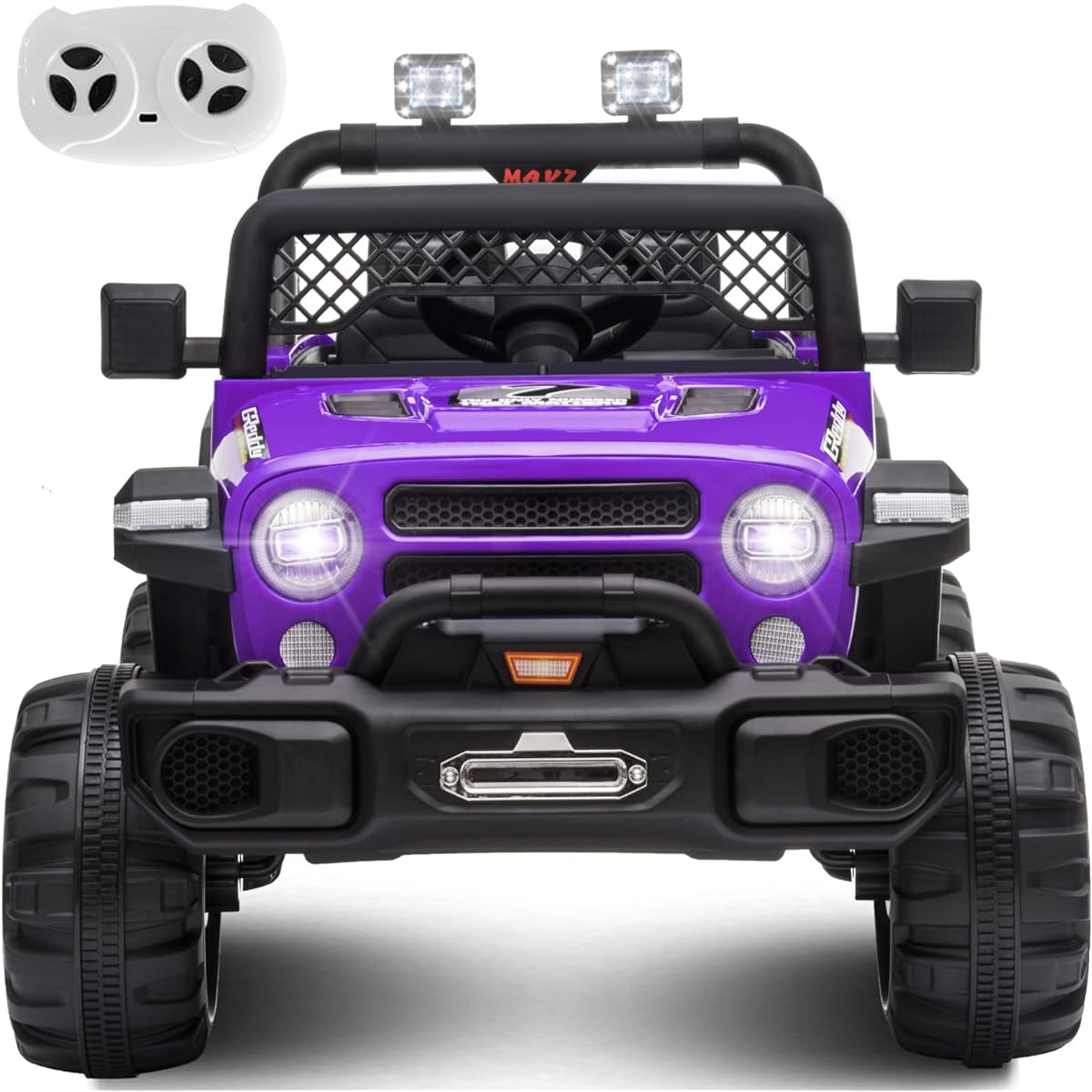 MOLACHI 12V Kids Truck, Electric Car for Kids with Remote Control, Electric Ride-On, Large Seat, Safety Belt, Music, MP3, Ride-On Toy, Ages 3-5 (Purple)