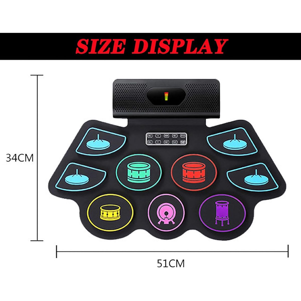 Children's Silicone Drum Beginner Portable Folding Professional Version Entry Practice Pedal Musical Toy (Color: Yellow)