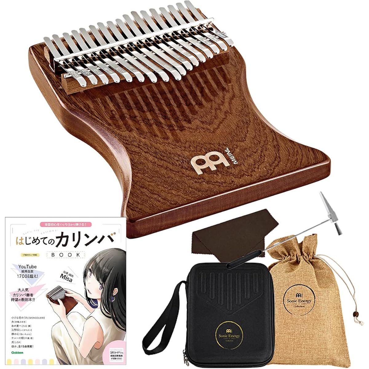 MEINL KL1702S Kalimba with sheet music and instruction book set, solid sapele, gloss finish, Meinl