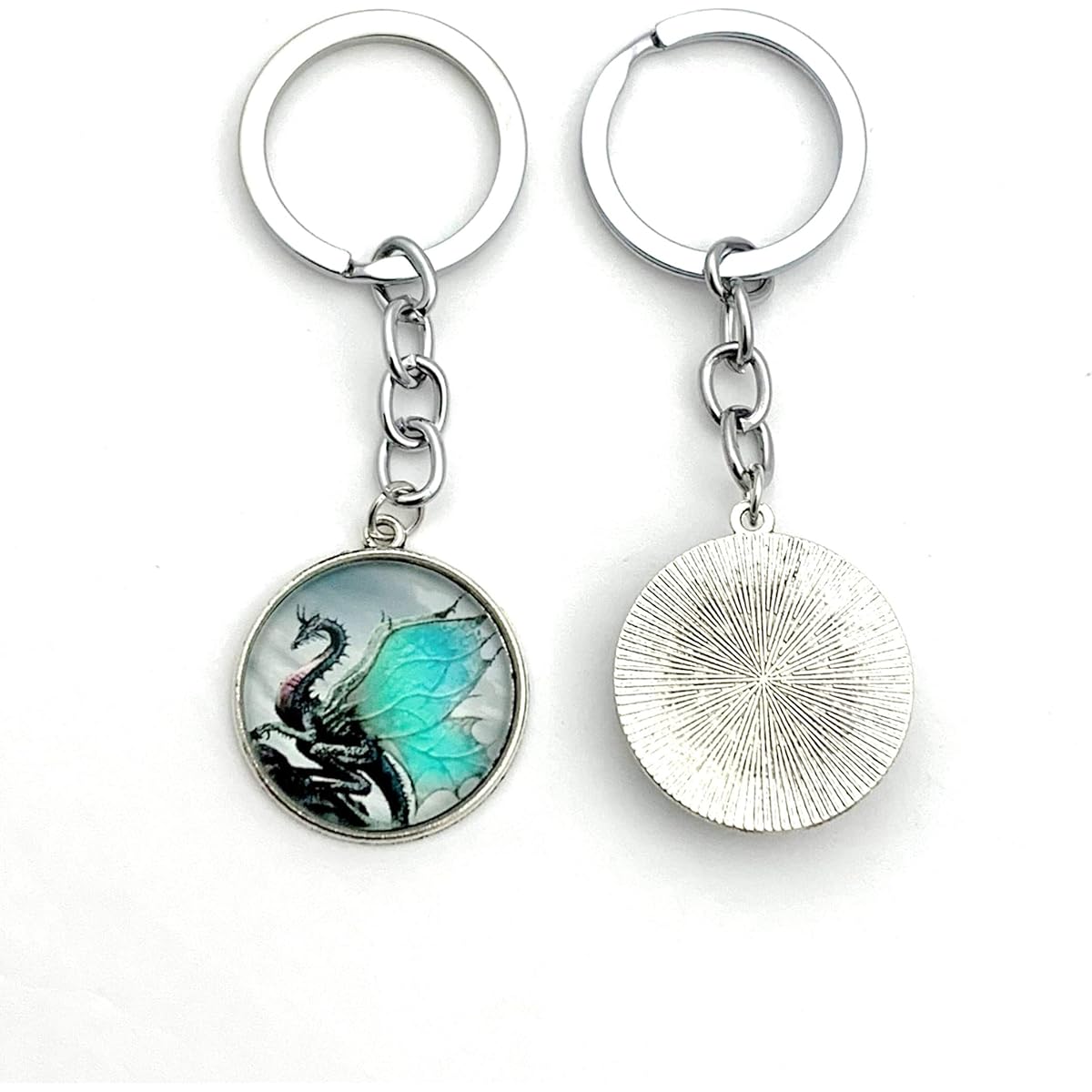 Smiling Wisdom - Dragon Keychain Mentor Teacher Appreciation Greeting Card - Daughter or Son's Teacher - Help Your Child Discover and Learn Fire - Silver Blue