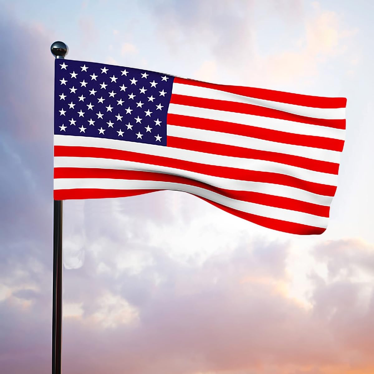 Pole Sleeve American Flag 4x6 Outdoor Strongest Longest Lasting United States Flag 100% Made in USA Deluxe Embroidered Stars Heavy Duty Outdoor Flag (Pole Sleeve 4 x 6 ft)