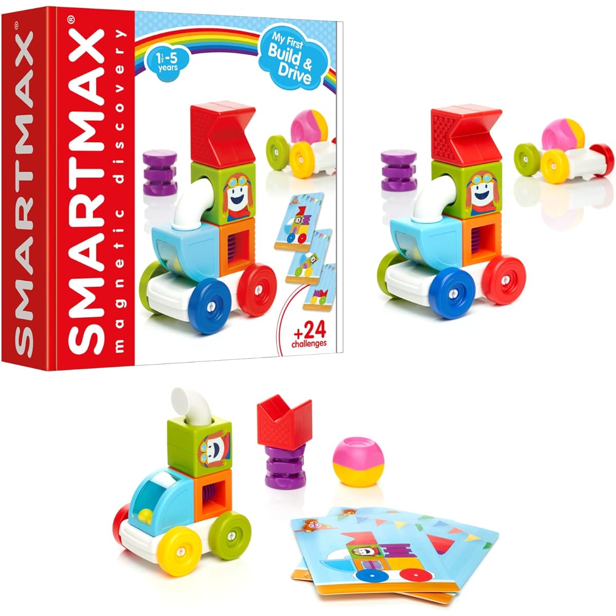 SmartMax My First Build and Drive Magnetic Building Vehicle STEM Playset for Ages 1-5