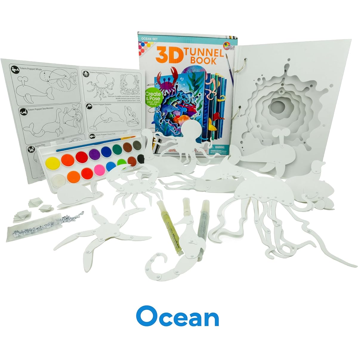 3D Tunnel Book: Space - Make Your Own Book, Arts & Crafts Kit. 8" x 11.5". Great Gift. Ages 9-99. (Ocean)