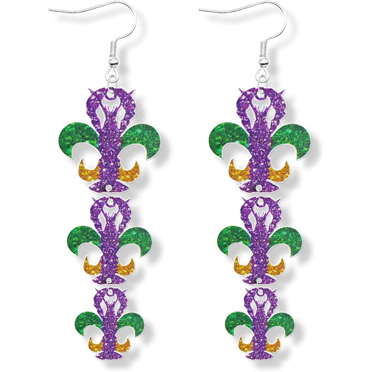 MAQVQLU Mardi Gras Earrings for Women Mardi Gras Mask Lobster Crown Earrings Mardi Gras Theme Dangle Earrings Mardi Gras Accessories for Girls