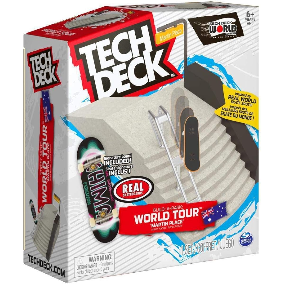 TECH DECK, Build-A-Park World Tour, Martin Place (Australia), Slope Set, Includes Authentic Skateboard Chima Ferguson Bandwidth Oval Signature Fingerboard