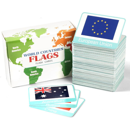 244 Pieces World Flags Flash Cards Countries Continents Capitals Population Flags Geography Educational Cards Game Gifts for Kids Family Adults National World Flags Cards