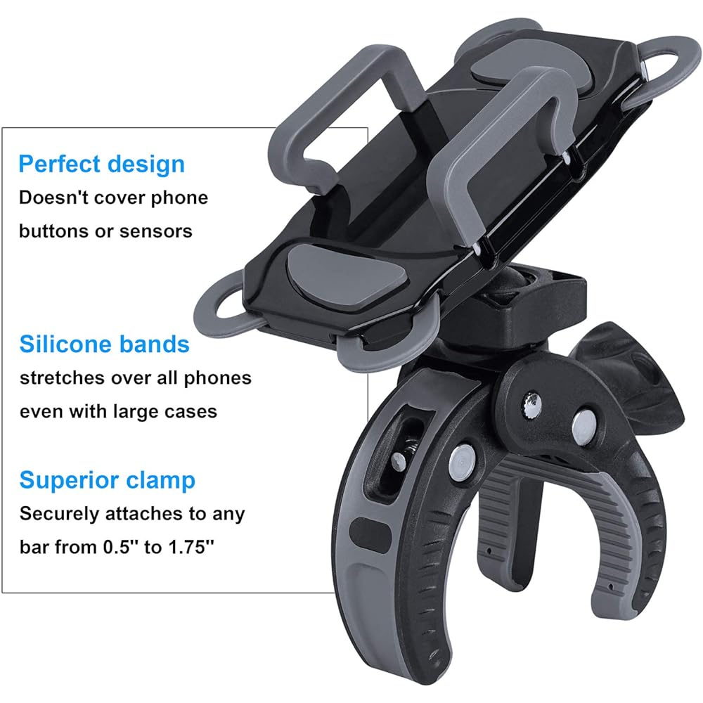 Bicycle Phone Mount Bicycle Motorcycle Phone Holder Universal Mountain Handlebar Cradle Anti-Shake Compatible with iPhone 12 SE 11 Pro Max 8 Plus Samsung S10+ ATV AMD All Cell Phones