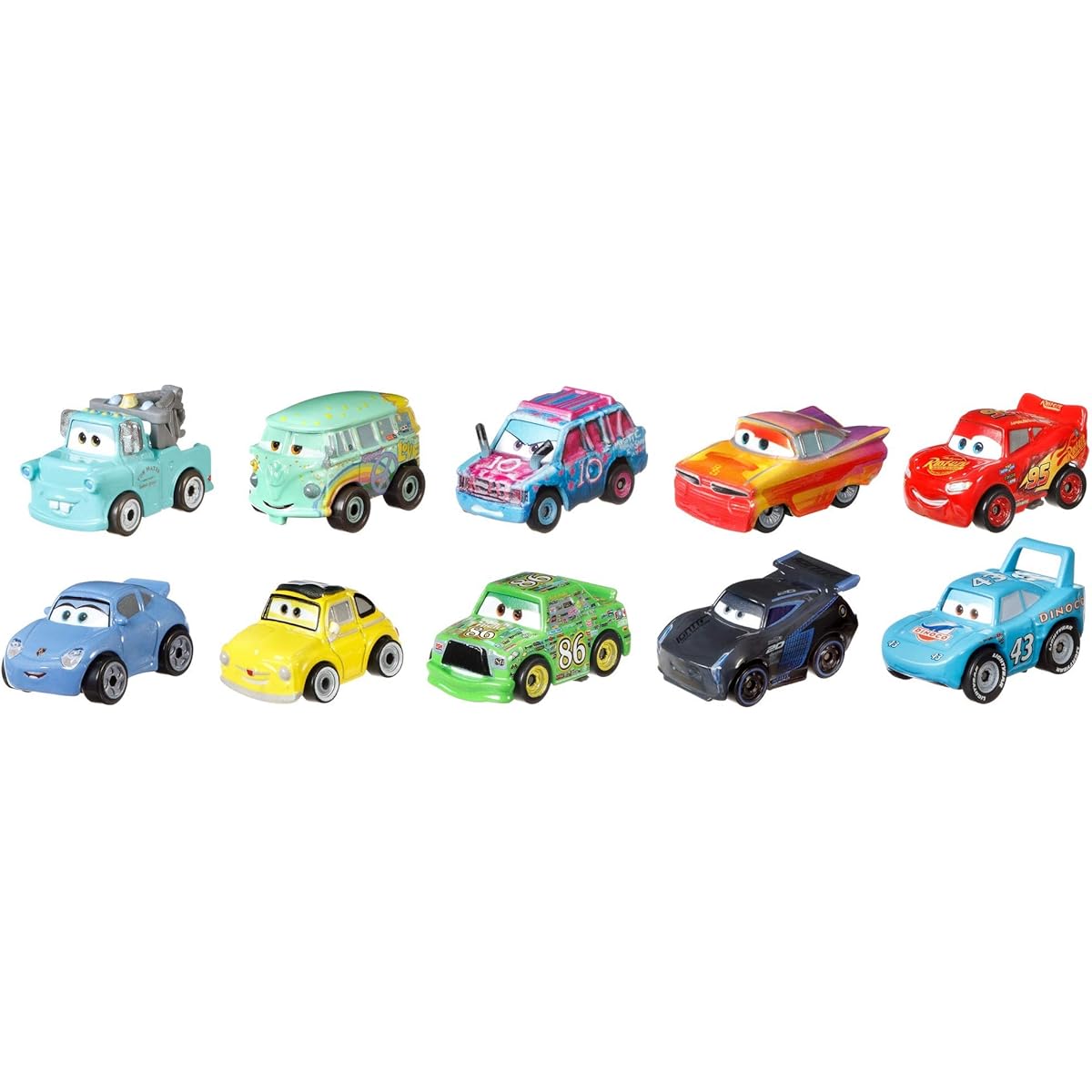 Disney Pixar Cars Diecast Metal Mini Racer Variety 10 Pack Version 2