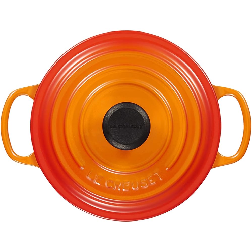 Le Creuset Cast Enamel Pot Signature Cocotte Ronde 18 cm Orange Gas IH Oven Compatible [Authorized Japanese Product]