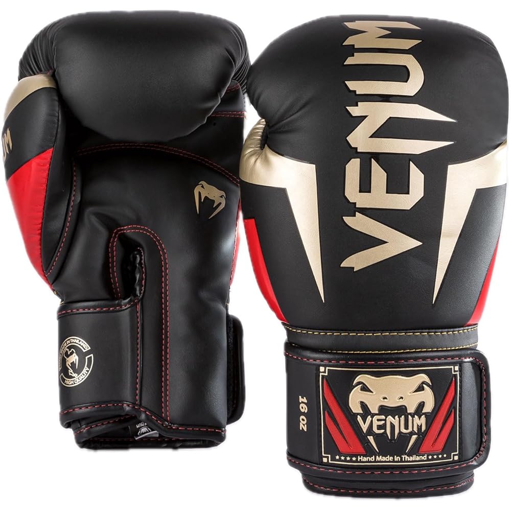 VENUM Boxing Gloves ELITE BOXING GLOVES (Black x Gold x Red) VENUM-1392-603 //Sparring Gloves Boxing Kickboxing Fitness