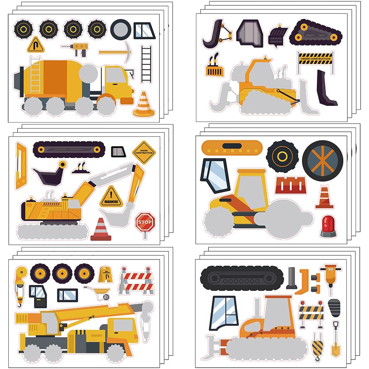 Make Your Own Construction Stickers 24pcs Kids/Toddler/Truck/DIY Craft Stickers for Kids/Truck Themed Birthday/Truck Party Supplies