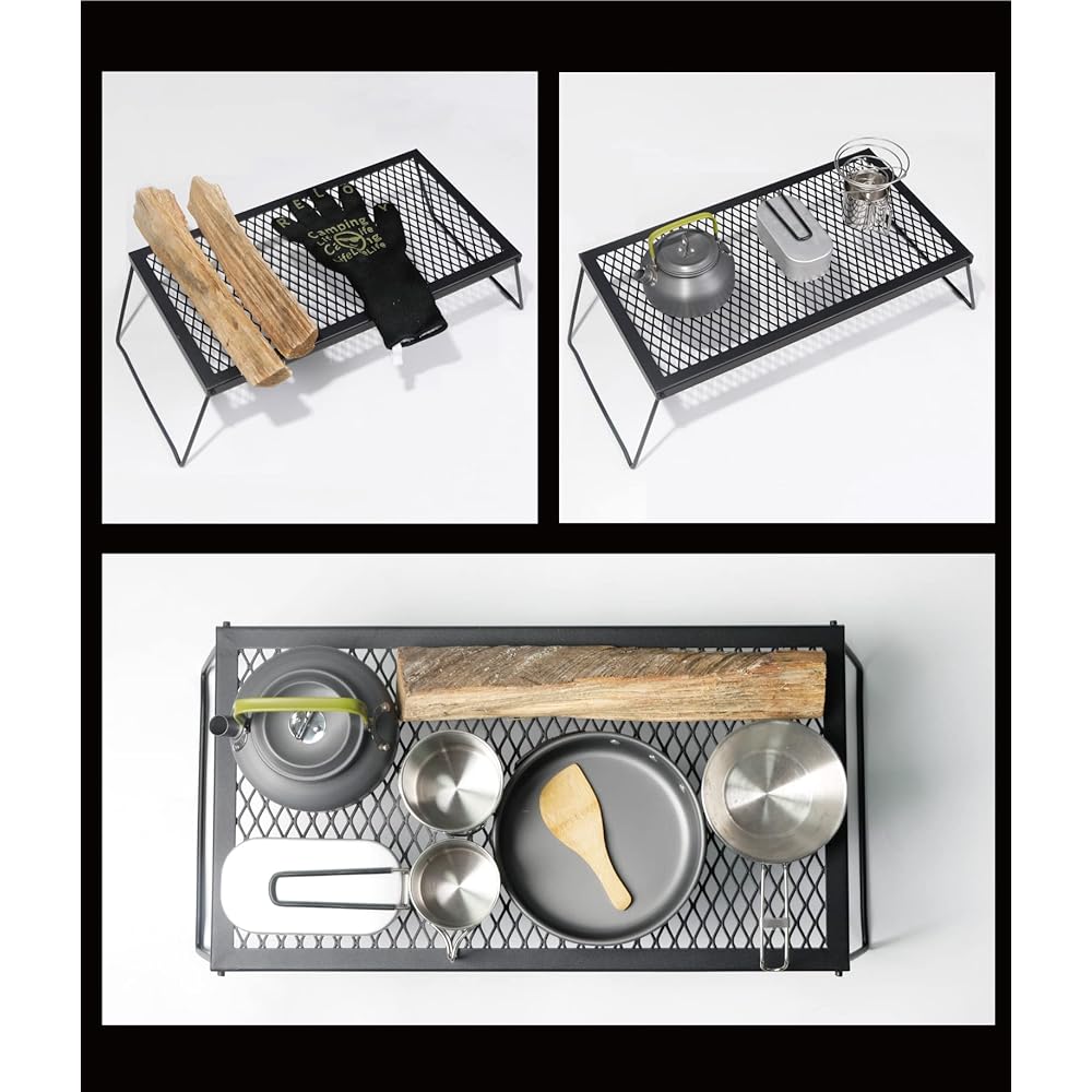 YOLER Outdoor Table, Bonfire Table, Camping, Low Type Cooker Stand, Fire Trivet, Cooking Table, Storage Room, Balcony, Exclusive Tote Bag Included, Version Up, 55 x 30 cm