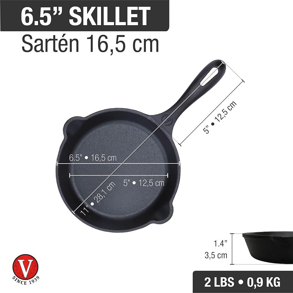[Genuine Japanese Product] VICTORIA 6.5 Inch Skillet Frying Pan 16.5cm SKL206 Cast Iron Skillet Seasoned… (6.5 Inch)