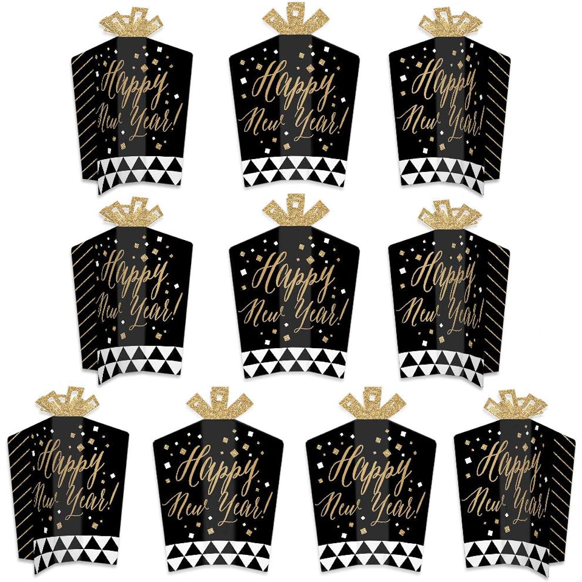 Big Dot of Happiness New Year's Eve - Gold - Table Decorations - New Year's Eve Party Wrap Flair Centerpieces - 10 Pieces
