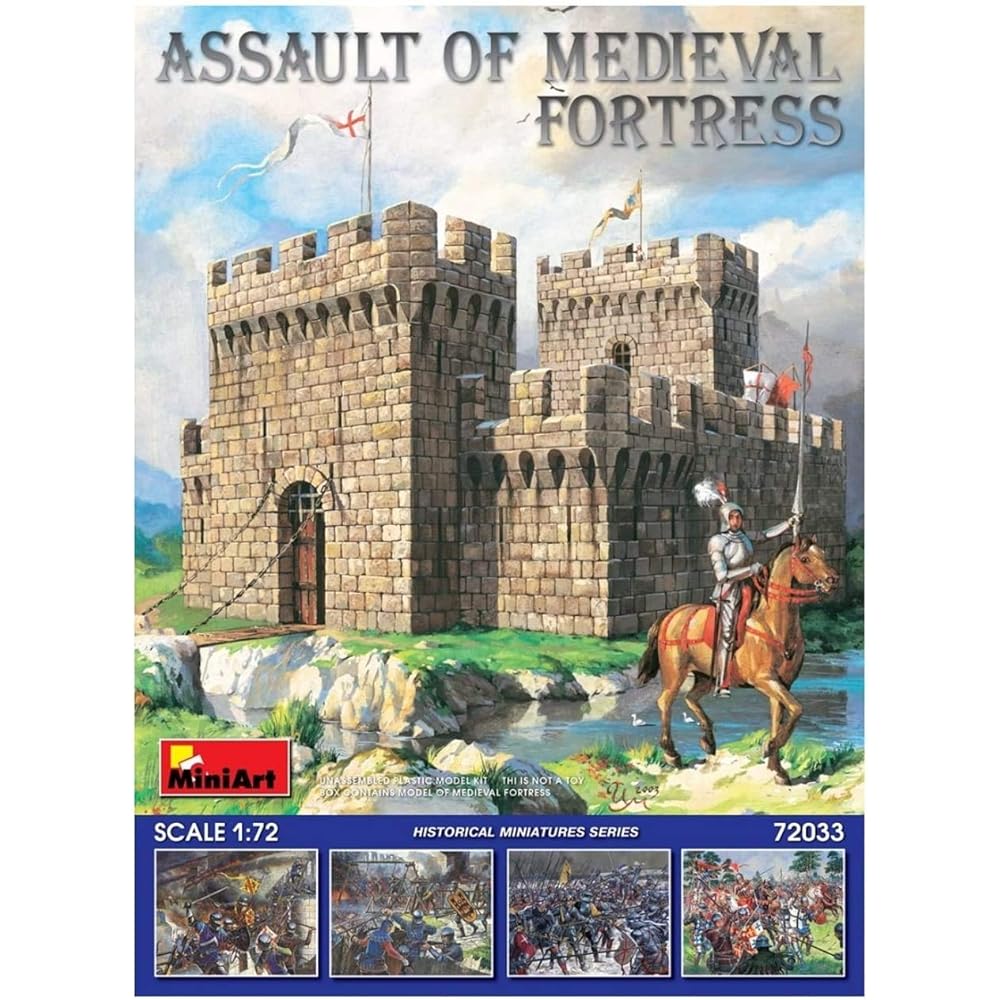 Miniart 1/72 Medieval Fortress Attack Scene Figure Set Plastic Model MA72033