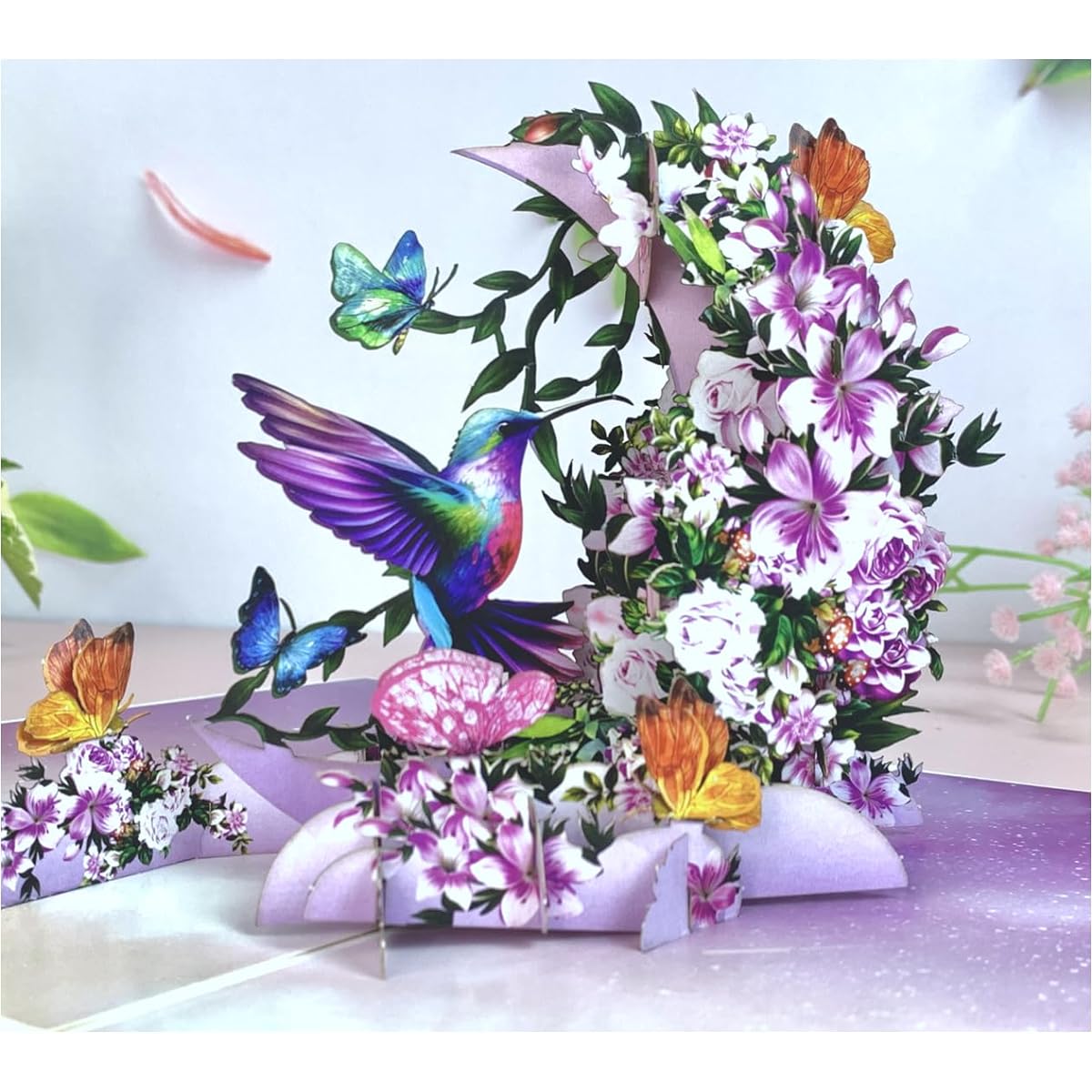 SENDAPOP Mother's Day Pop Up Card, Hummingbird Flower Mother's Day Card, Pop Up Birthday Card, Happy Anniversary Card for Women, Wife, Daughter, Girlfriend, Mom, Grandma.