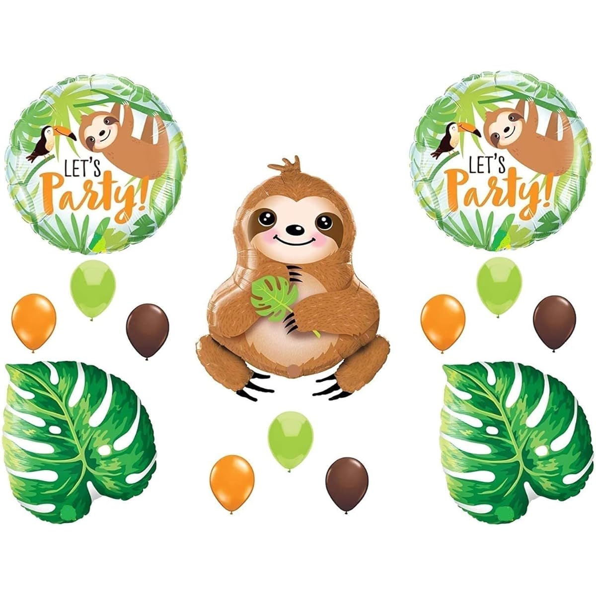Sloth Let's Party Birthday Balloon Zoo Jungle Safari Monkey Decoration Supplies