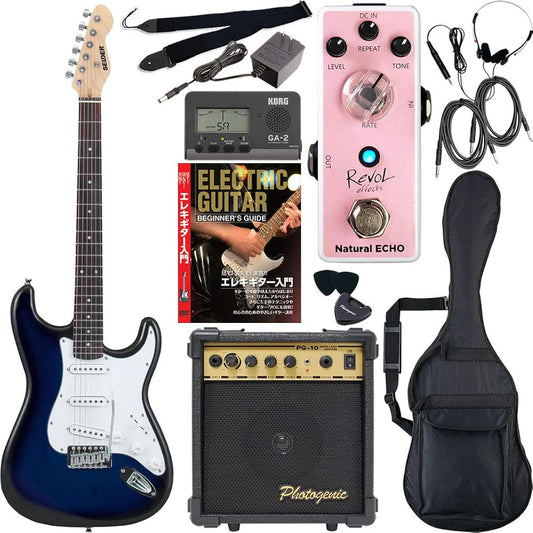 SELDER Electric Guitar Stratocaster Type ST-16/BLS Sakura Gakki Original Revol Effects Effector Beginner's Set [Echo Natural ECHO/EEC-01]