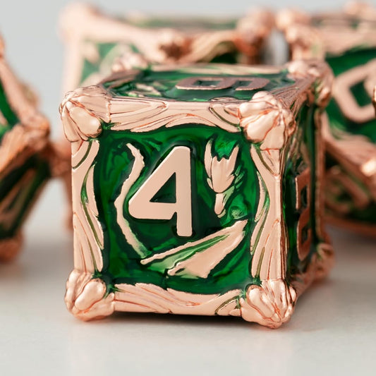 Surpass DND Dice Set Metal Dice Set Polyhedral Dice Set for Dungeons & Dragons RPG MTG Pathfinder Table Game D&D 7-Piece Dice Set Board Game Metal Dice Set D&D Gold (Green)