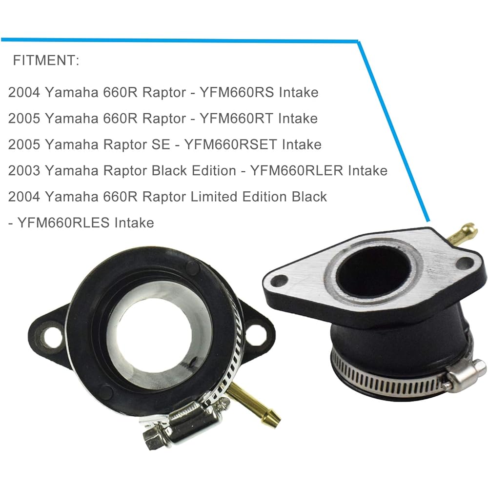 Carburetor Intake Manifold Boots Yamaha Raptor 660R YFM660 Carburetor Intake Boots Left and Right 5LP-13586-01-00 5LP-13596-01-00