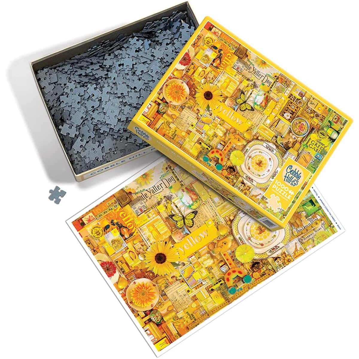 Cobble Hill 1000 Piece Puzzle Rainbow Collection Yellow with Sample Poster