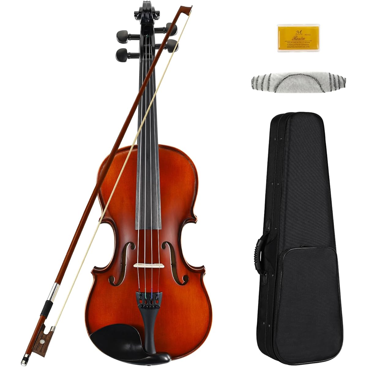 Asmuse Full Size 4/4 Violin Kit Premium Solid Wood Starter Violin with Bow Case for Beginners Adults Kids (Red)