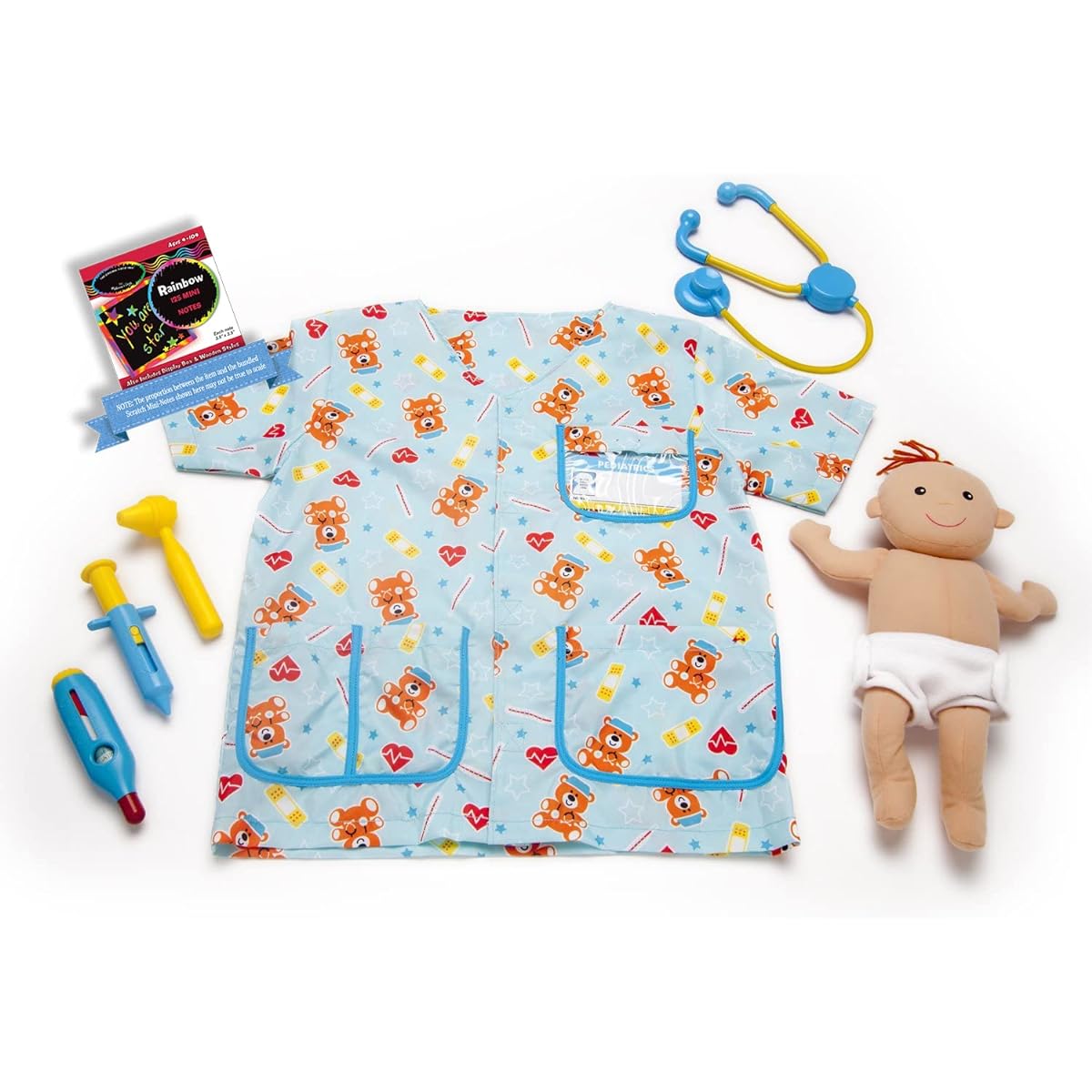 Melissa & Doug Pediatric Nurse Costume & Scratch Art Mini Pad Set (08519)
