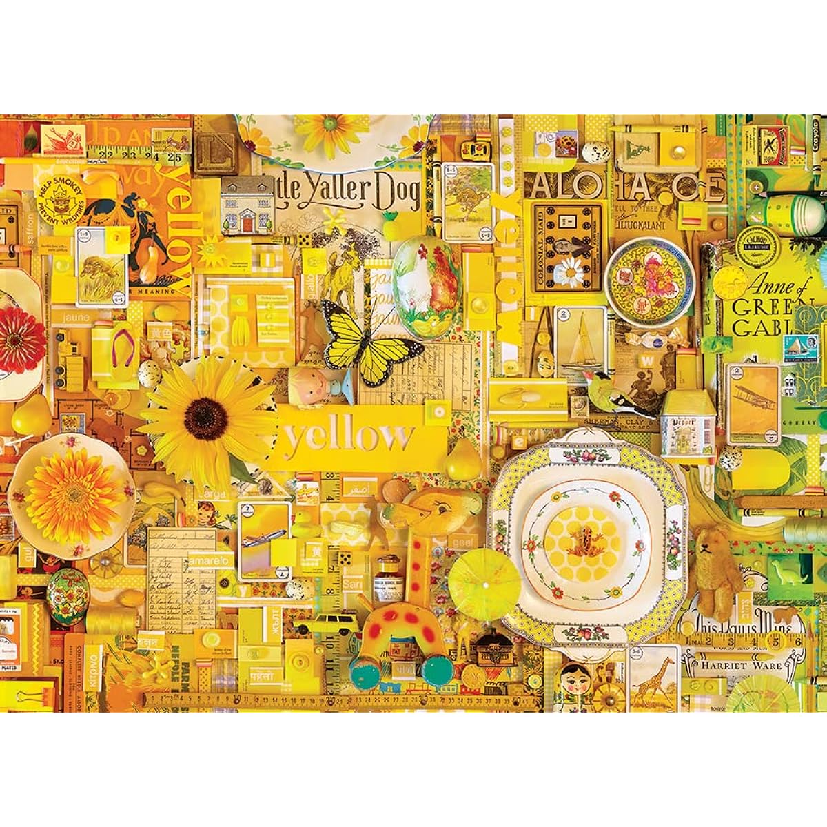 Cobble Hill 1000 Piece Puzzle Rainbow Collection Yellow with Sample Poster