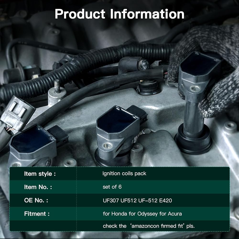 Scitoo Pack of 6 New Ignition Coils for 2003 2004 2005 Honda Pilot Acura MDX 3.5L V6 UF400 UF512 C1460 5 C1451 5 C1016 5 C1633 C1576 30520PDKA01 30520PGKA01 610-58597 610-5866 7