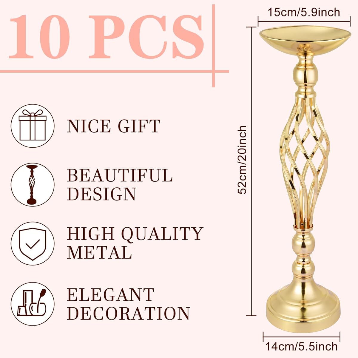 10pcs Gold Flower Stand Centerpiece Wedding Table Gold Flower Stand Vase Centerpiece for Wedding Birthday Party and Other Holiday Events