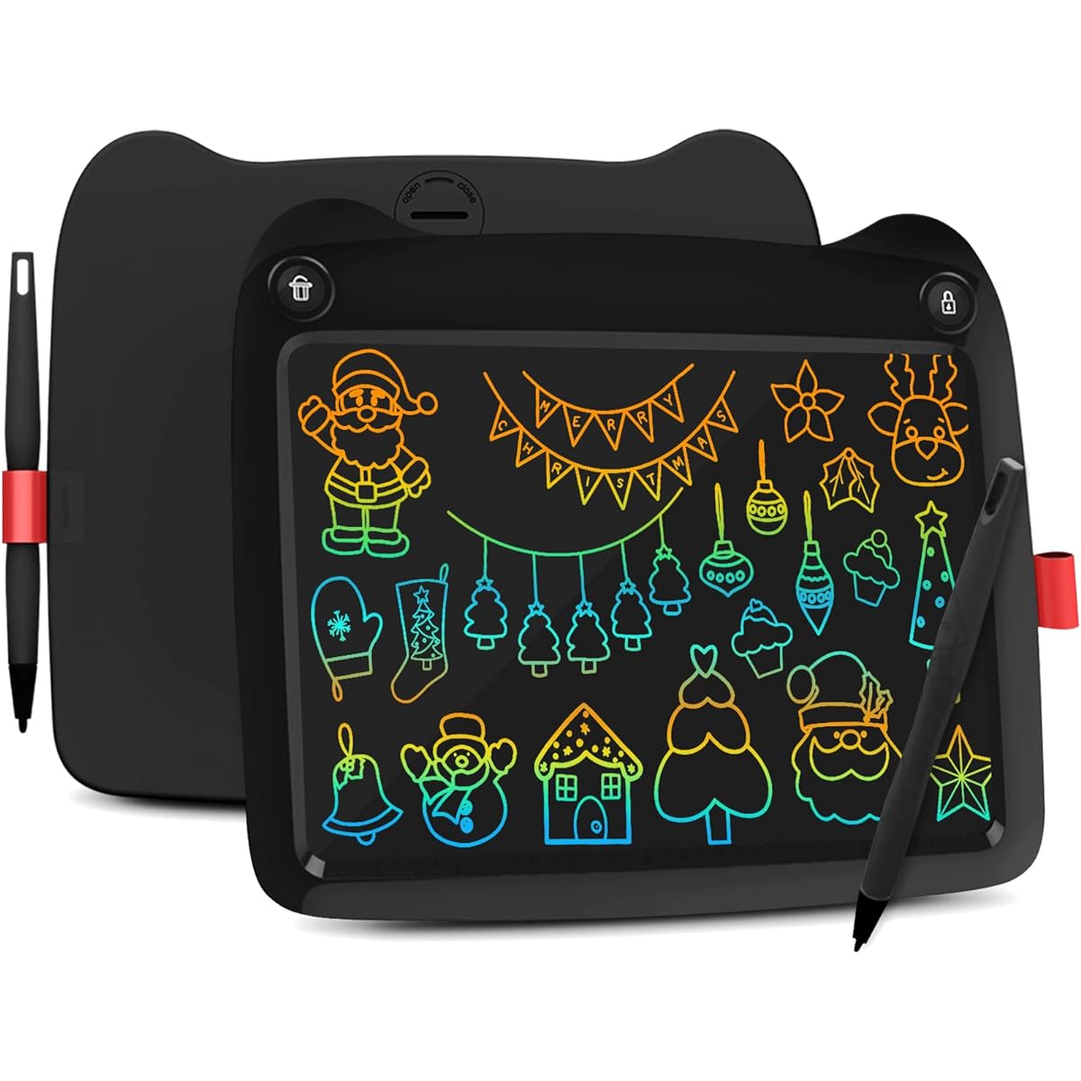 Kids Toys LCD Writing Tablet 9 Inch Colorful Screen Doodle Board Erasable Portable Drawing Pad Birthday Christmas (Black)