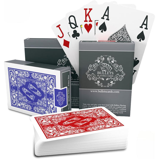 (4 Pips) - Bullets Playing Cards Double pack of professional playing cards - professional casino style poker cards for texas holdem - premium jumbo index with four pips