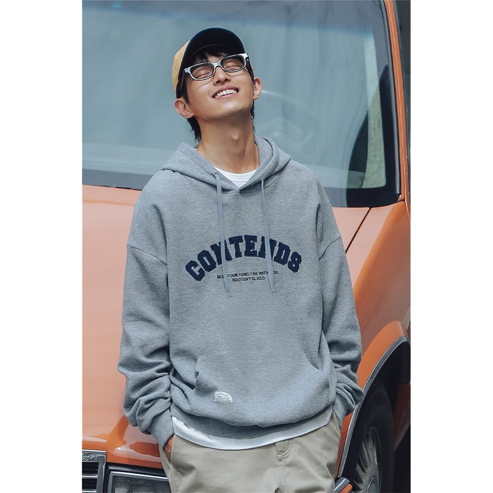 [SHINE MOON] Men's Pull Parka, Long Sleeve, Sweatshirt, Hooded Top, Back Print, Loose Top, Casual, Stylish, Large Size