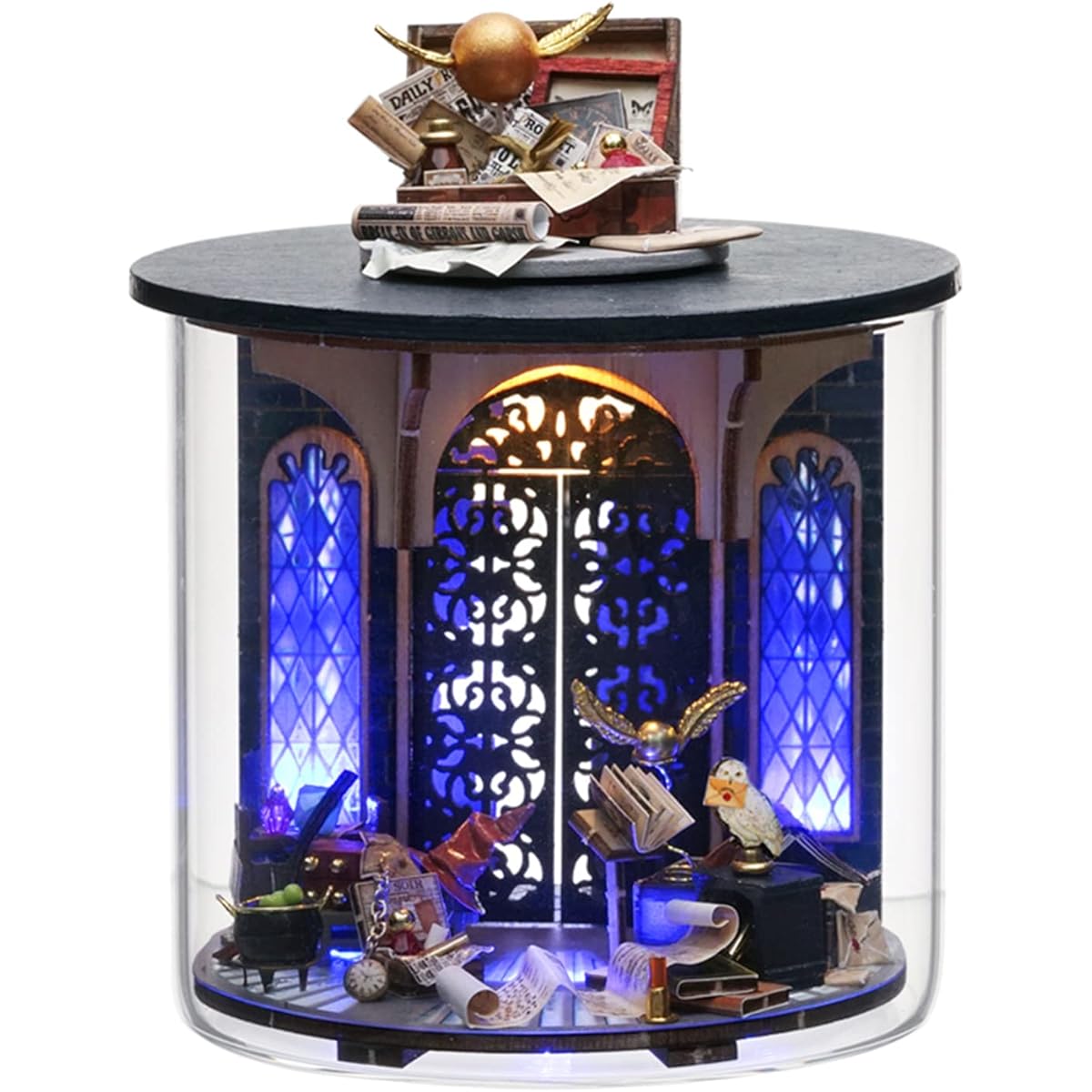 Roroom DIY Miniature Furniture Dollhouse Kit Mini 3D Wooden Dollhouse Craft Model with Dustproof Cover and LED for Valentine's Day Birthday Gift (Magic Gate)