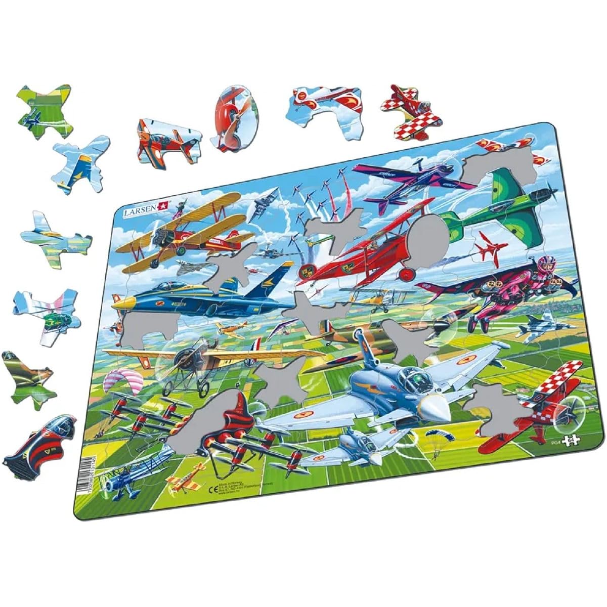Larsen Puzzles Airplane Show 64 Piece Jigsaw Puzzle for Children