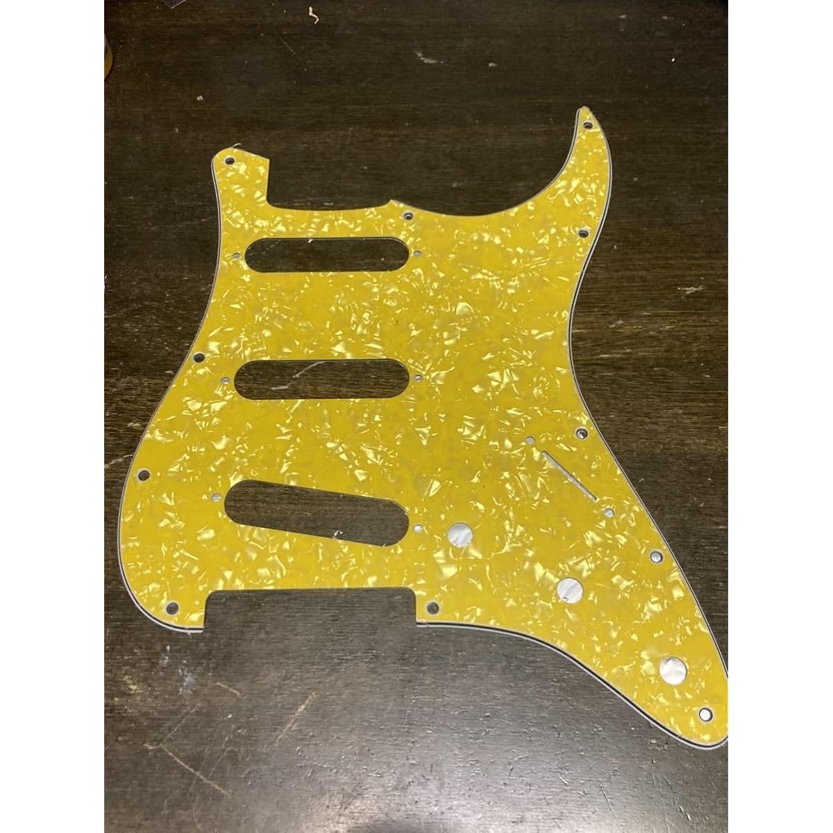 Electric Guitar Pickguard SSS 11 Hole Stratocaster Yellow Pearl