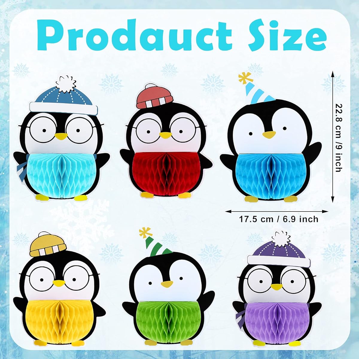 Penguin Honeycomb Centerpieces Penguin Birthday Decorations Party Table Centerpieces Honeycomb Table Toppers Winter Theme Baby Shower Birthday Party Supplies Arctic Polar Animal Decorations 9 Pieces