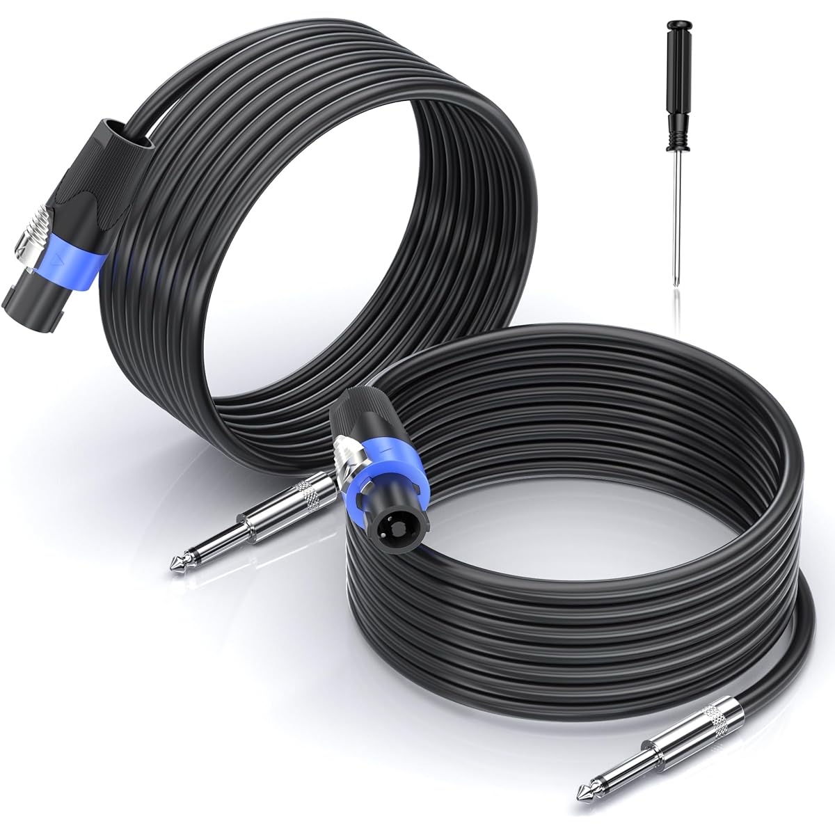 EPYOADO Pro 25ft Speakon to 1/4 Speaker Cable 2 Pack Professional DJ/PA Amplifier Mixer Speaker Cable Wire