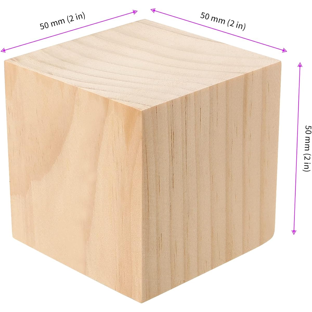 JEUIHAU 60 Pieces 2 Inch Wooden Cubes Unfinished Wooden Craft Blocks Natural Blank Wooden Square Blocks for Puzzle Making Crafts DIY Projects